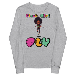 Open image in slideshow, Black Girl Fly Youth long sleeve tee

